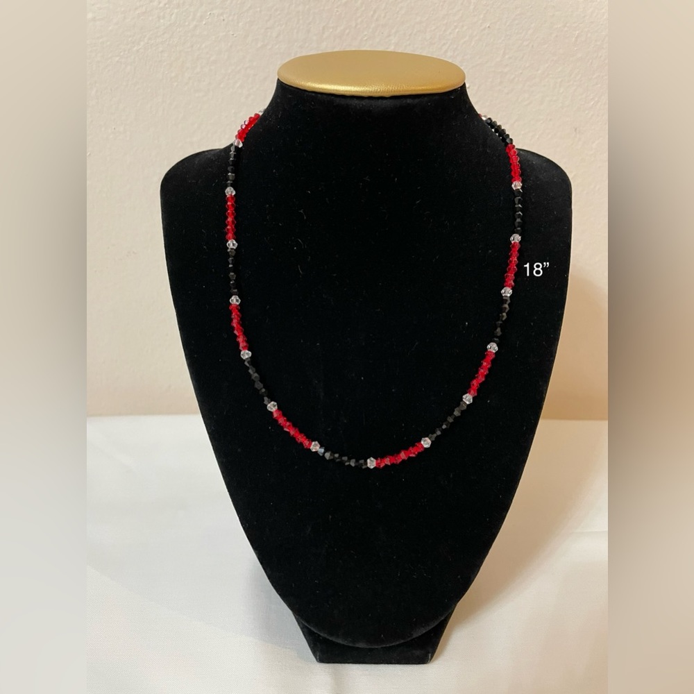 Crystal Black and Red Handmade Necklace/Choker